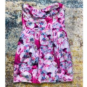 ASOS Pink Print Strapless Dress